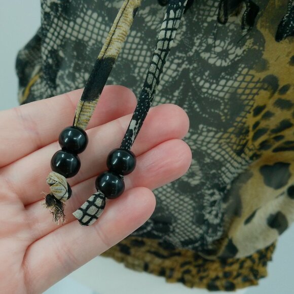 Vtg New York City Design Co Sheer Top Size S Leopard Lace Print Ruffle Tie Front - Picture 3 of 10